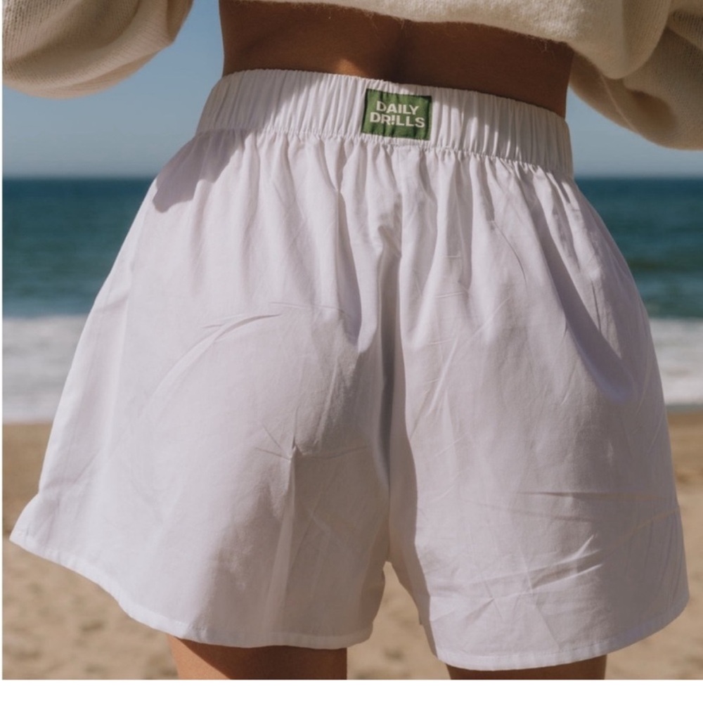 Daily Drills White Poplin Shorts